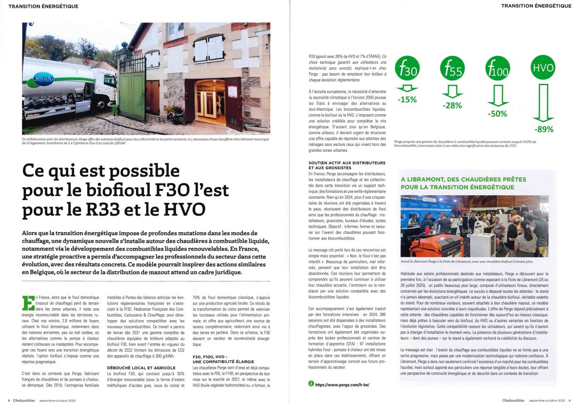 PERGE-Biofioul F30, R33, HVO : liquides bas-carbone pour le chauffage